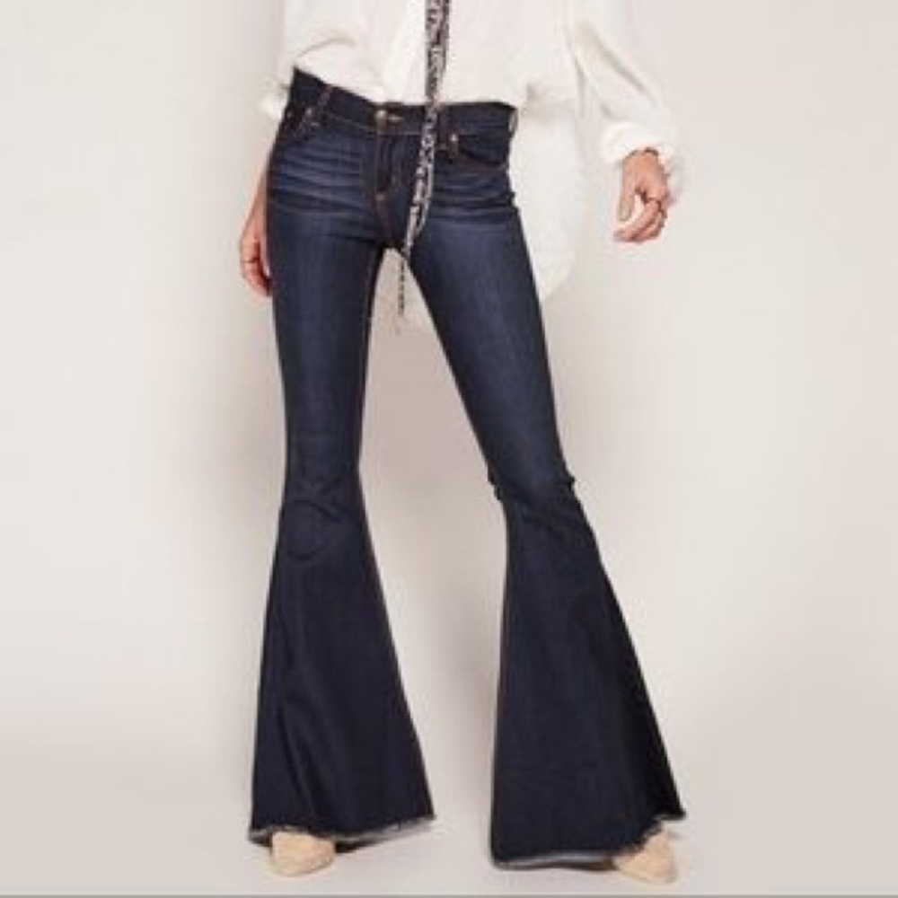 Free People Super Flare Jeans Dark Wash Size 26